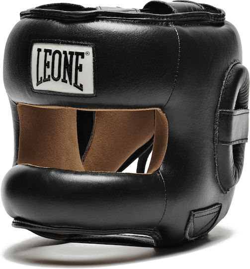 Leone Protection Κάσκα Πυγμαχίας Ενηλίκων Κλείστού Τύπου από Συνθετικό Δέρμα Μαύρη