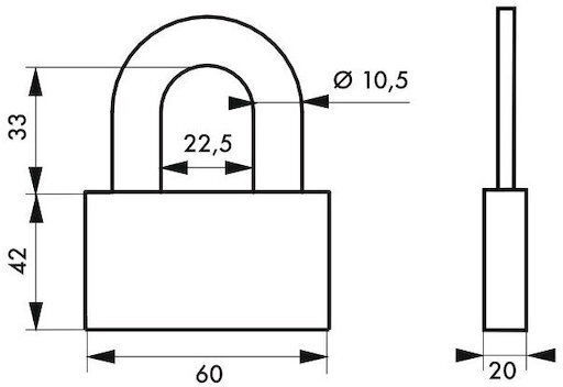 Thirard Steel Padlock Brass with Key 60mm 1pcs
