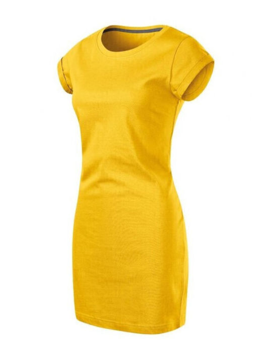 Sommer Mini Sportliches Damenkleid Kurzärmelig Gelb