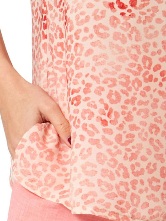 Γυναικεία Μπλούζα Κοντομάνικη Animal Print Ρόζ, Salmon