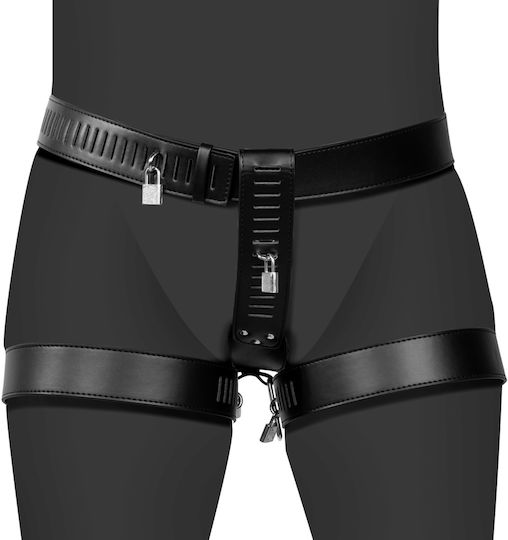 Shots Leather Κλουβί Πέους σε Μαύρο Χρώμα