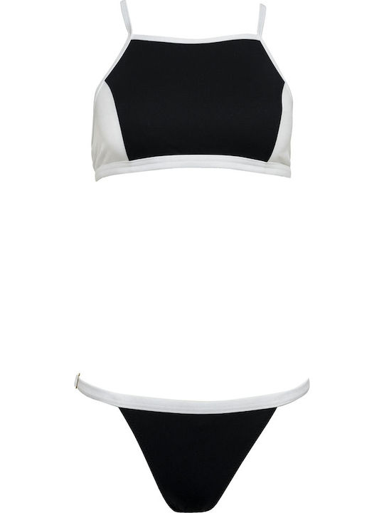 Set Bikini Sutien Sport Talie Înaltă Negru