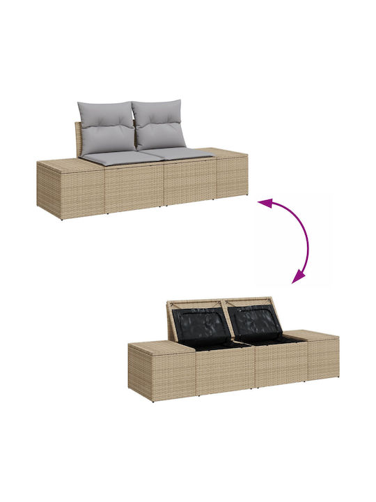 Corner Sofa Outdoor Rattan with Pillows 55x62x69cm