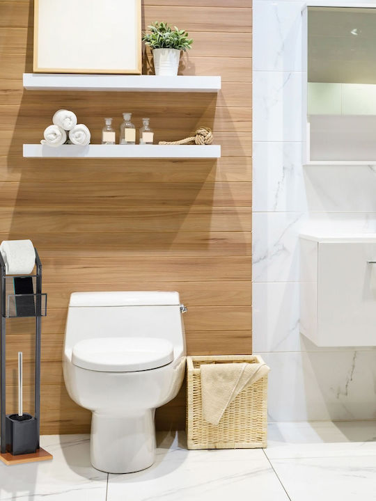 Relaxdays Bamboo Σετ Πιγκάλ και Καλαθάκι Μπάνιου Μαύρο