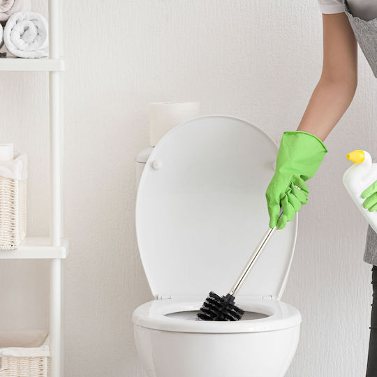 Relaxdays Bambus Set perie de toaletă și coș de gunoi pentru baie Negru