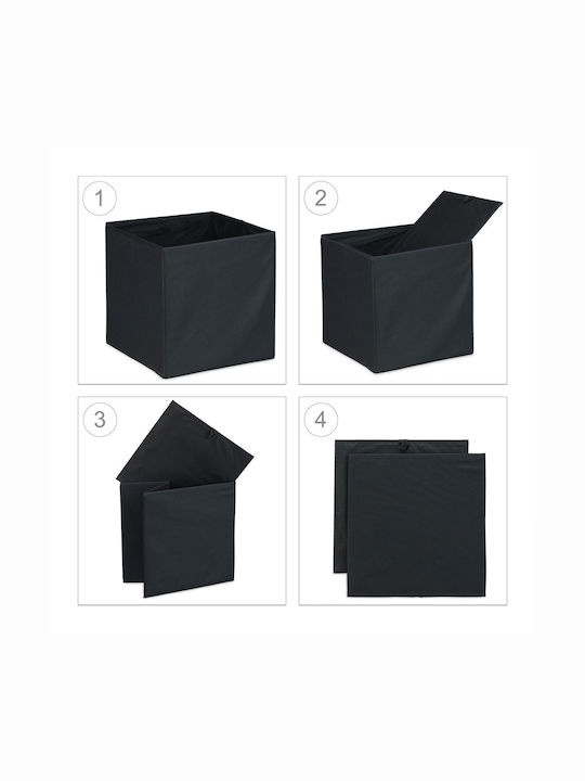 Relaxdays Fabric Storage Box with Lid Black 31x31x31cm 4pcs
