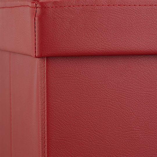 Stool For Living Room With Storage Space Leather Red 38x38x38cm