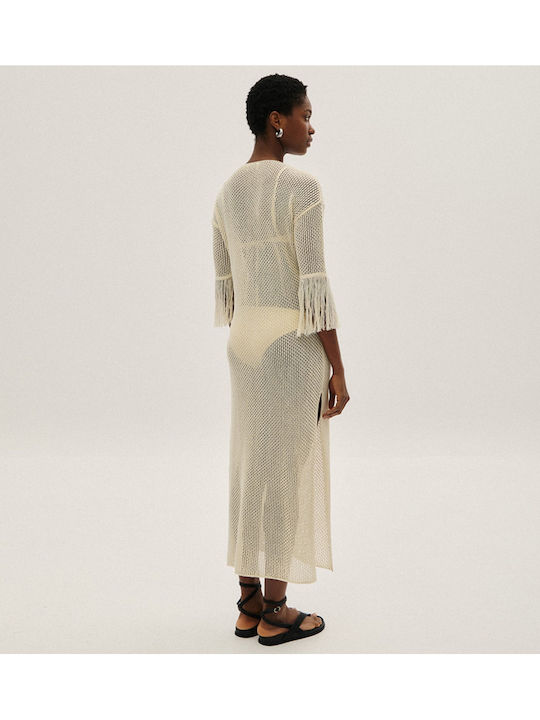 Combos Knitwear Damen Maxi Strandkleid Beige