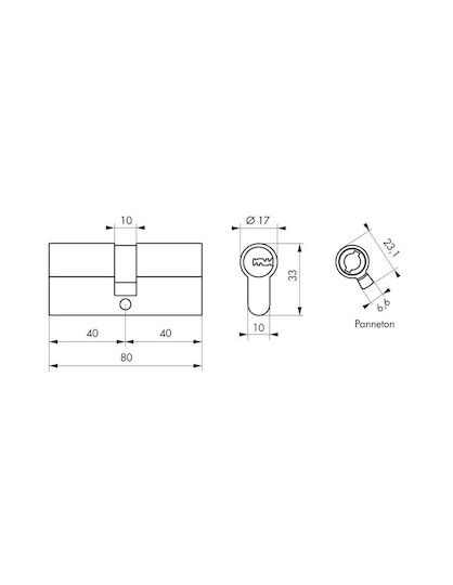 SP Souliotis Security Lock Cylinder Tiger 6 Dynamic 80mm (40-40) With 5 Silver Keys