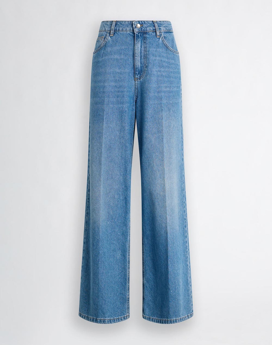 デニム・ジーパン LIU JO Woman Jeans Denim WA5445D4666 78895 Flared jeans with jewel chain colour blue | Liu Jo