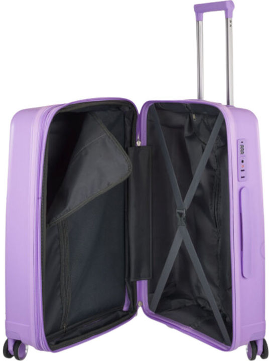 RCM Medium Hard Purple Travel Suitcase with 4 Wheels Height 64cm