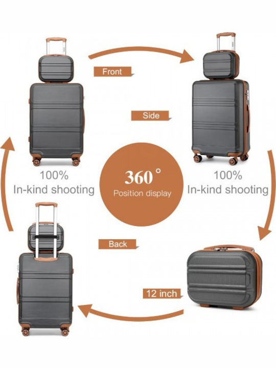 Miss Lulu Suitcases Grey and Brown Miss Lulu Suitcases Grey and Brown
