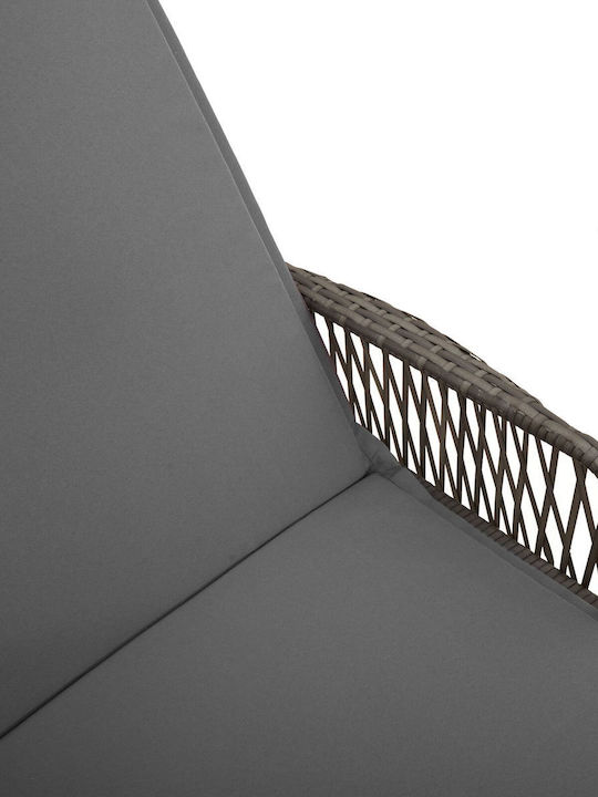Ξαπλώστρα Rattan με Μαξιλάρι Γκρι 157x55x92εκ.