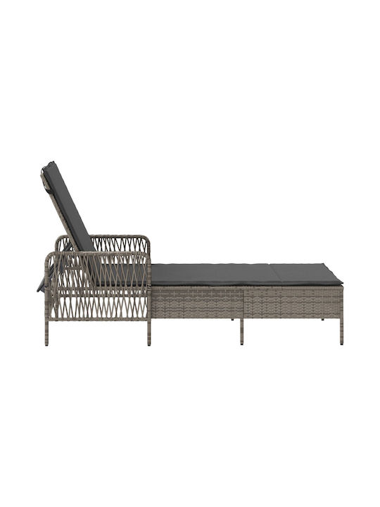 Ξαπλώστρα Rattan με Μαξιλάρι Γκρι 157x55x92εκ.