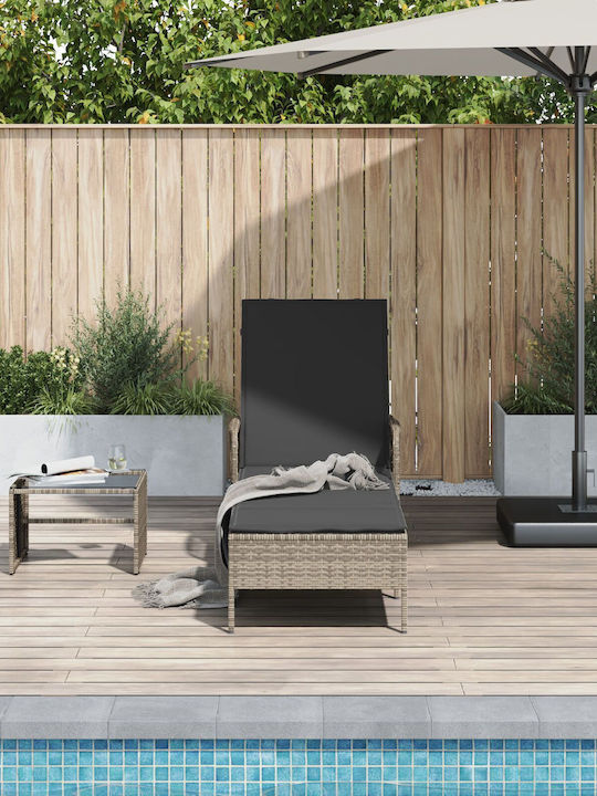 Ξαπλώστρα Rattan με Μαξιλάρι Γκρι 157x55x92εκ.