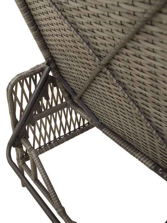 Ξαπλώστρα Rattan με Μαξιλάρι Γκρι 157x55x92εκ.