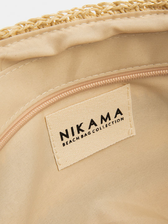 Nikama Stoff Strandtasche Braun