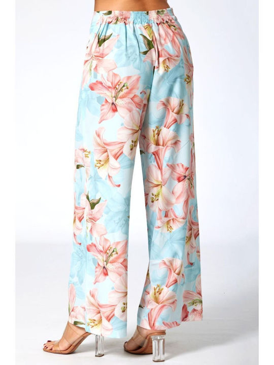 Γυναικεία Παντελόνα Floral Ltblue