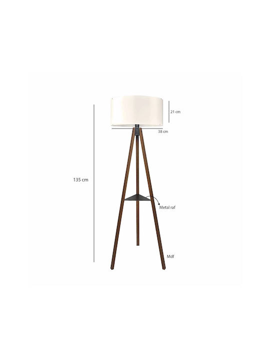 GloboStar Shelf Floor Lamp H135xW38cm. with Socket for Bulb E27 Brown
