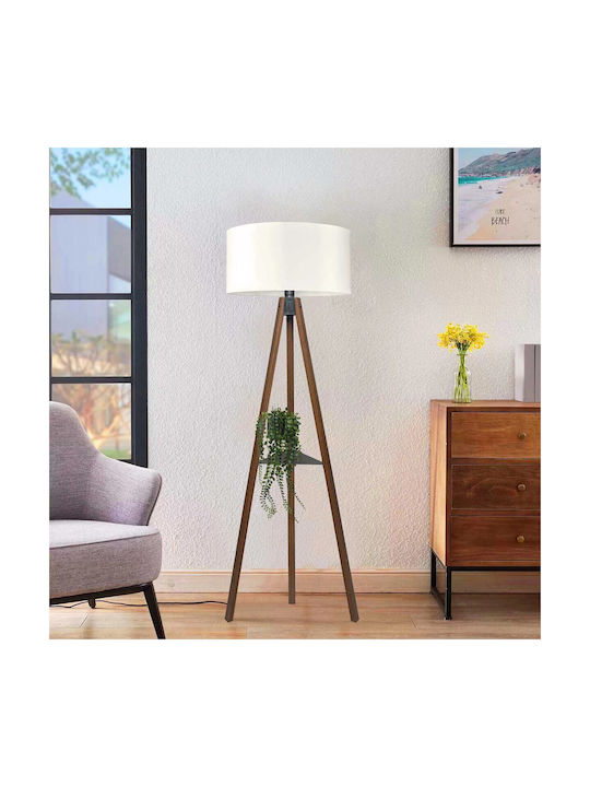 GloboStar Shelf Floor Lamp H135xW38cm. with Socket for Bulb E27 Brown