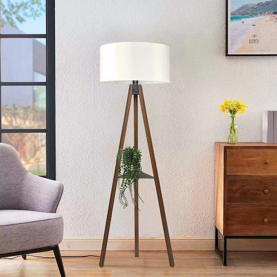 GloboStar Shelf Lampa de podea Î135xL38cm. cu Soclu pentru Bec E27 Maro