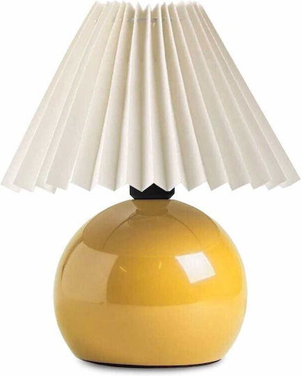 GloboStar Lisbon Metal Table Lamp for Socket E27 with White Shade and Yellow Base