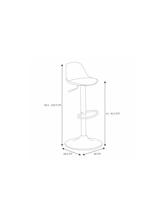 Σκαμπό Μπαρ Isak με Πλάτη & Ρυθμιζόμενο Ύψος Grey 41.5x38x83εκ.