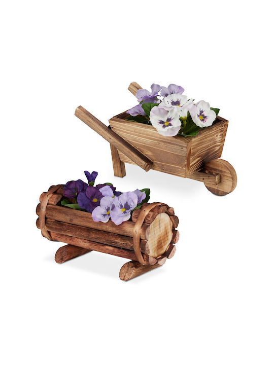 Flower Pots 2 Pieces Rustic Decor Brown