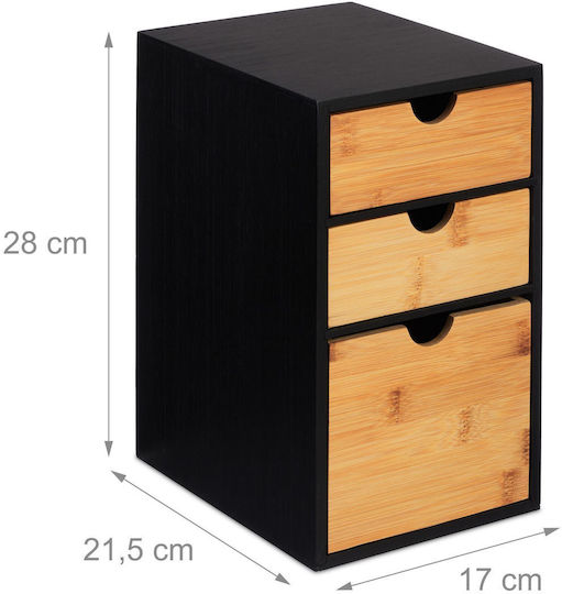 Relaxdays Schreibtischschublade 3 Positionen 17x21.5x28cm Schwarz
