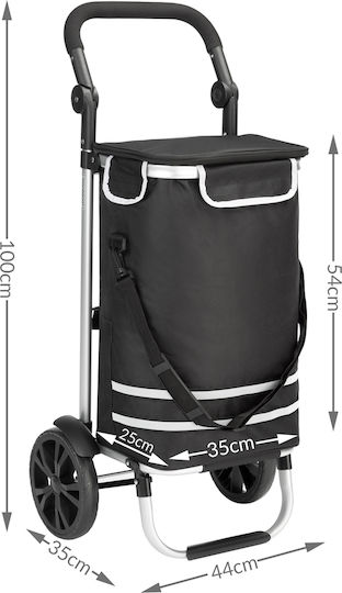 Stoff Einkaufswagen Klappbar Schwarz 35Es