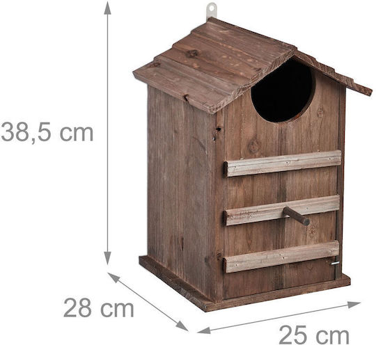 Dekoratives Holz-Vogelhaus 38,5 x 25 x 28 cm Dunkelbraun