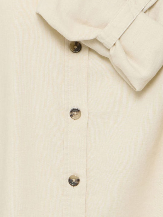 Langärmelig Damen Seidig Hemd Beige