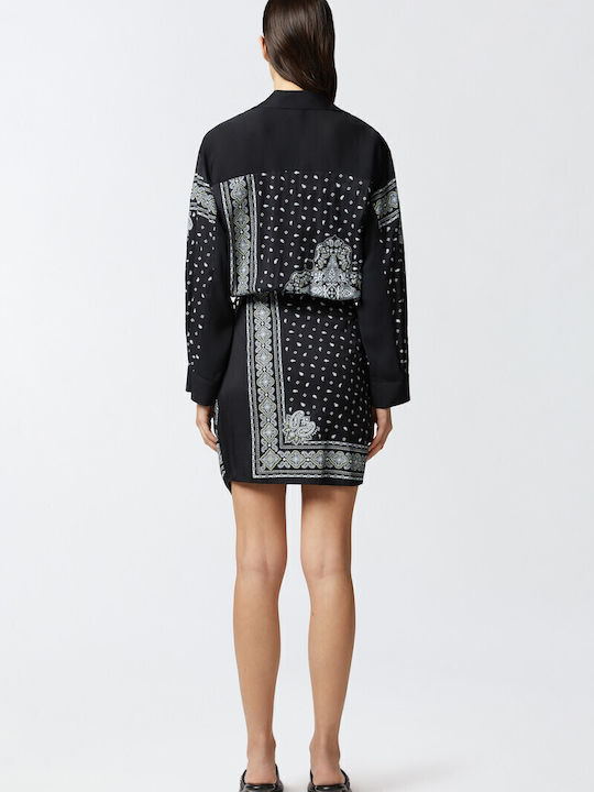 Mesopotamia Mini Shirt Dress Wrap Black