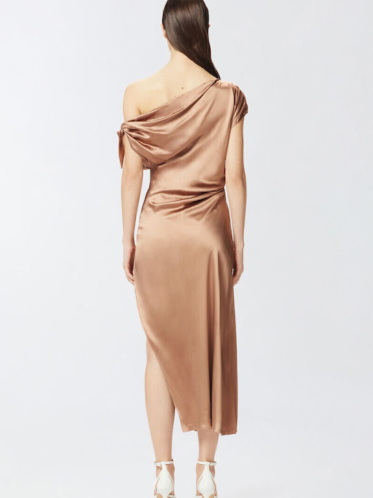 Midi Dress for Wedding - Christening Light Brown