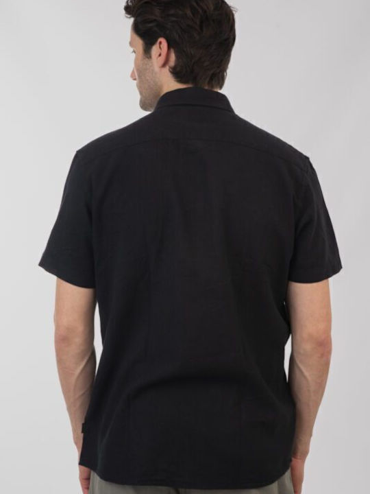 Kurzärmlig Leinen Hemd Black