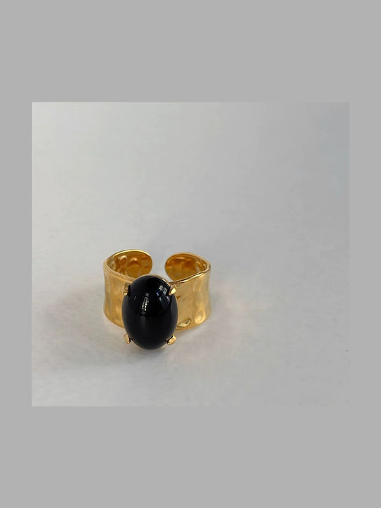 Enotia Damen Ring mit Steinen aus Stahl Vergoldet