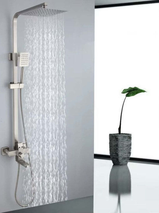 Wallex Hydroaxis® Ρυθμιζόμενη Στήλη Ντουζ με Μπαταρία 115cm Ασημί