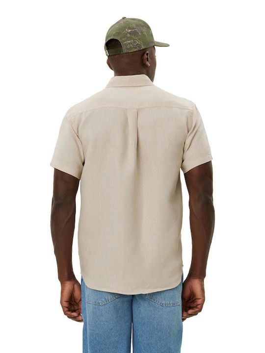 Short-sleeved Linen Shirt Beige