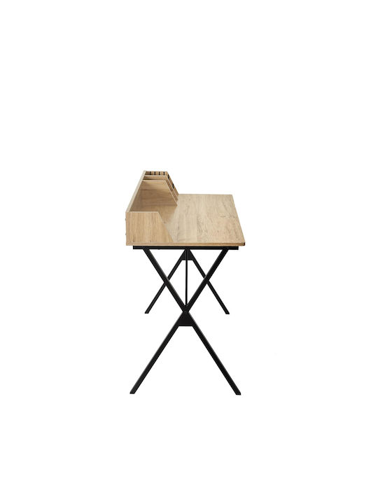 Desk Wooden Black with Metal Legs 90x50x84.5cm