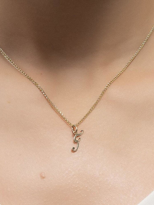 Eforo Κολιέ Μονόγραμμα "Γ" από Χρυσό 14Κ