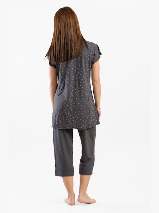 Cherry Sommer Damen Pyjama-Set Anthracite