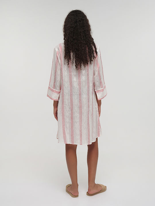 Ble Resort Collection Μανίκι Γυναικείο Φόρεμα Παραλίας Ble, Ροζ, Multicolor