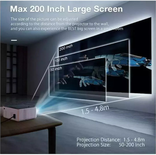 BlitzWolf BW-V8 066152 Mini Proiector LCD Full HD LED cu Wi-Fi și Difuzoare Incorporate Alb