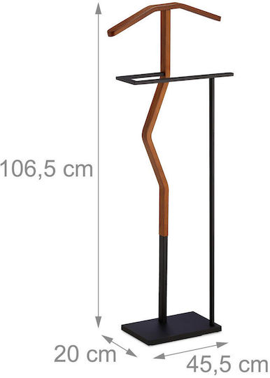 Cuier Relaxdays din bambus și metal 106,5 x 45,5 x 20 cm