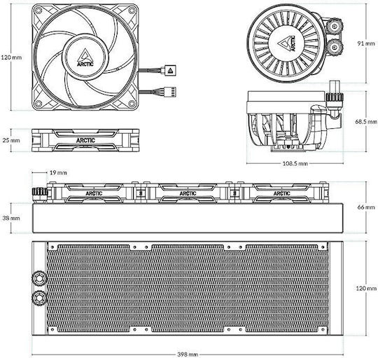 Arctic Liquid Freezer III Pro 360 A-RGB Υδρόψυξη AIO CPU με 3 Ανεμιστήρες 120mm