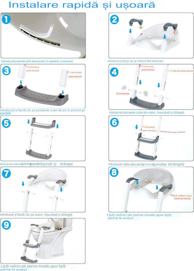 Kleinkind Toiletten-Sitz Arvada mit Harter Oberfläche, Griffen und Trittstufe Gray