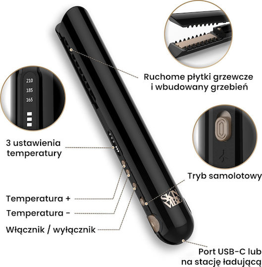 Skinvibe Luna Mini Placă de Îndreptat Părul cu Abur și Plăci Ceramice Ionic