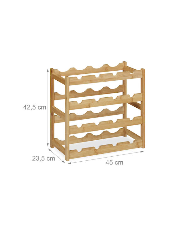 Wine Bottle Holder Capacity 16 Bottles Bamboo 42.5 X 45 X 23.5 Cm