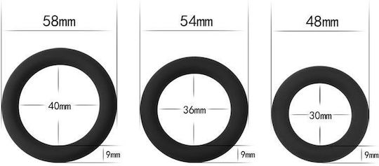 Lovetoy Power Plus Soft Silicone Snug Ring Set Cock Rings Cock Silicon Black 3buc