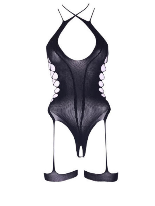 Le Désir Plus Size Sexy Κορμάκι Διχτυωτό με Ζαρτιέρες Μαύρο